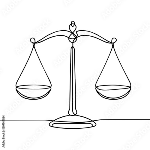 Scales, balance, vector, black line drawing, minimalistic, single line, simple line, isolated, transparent background