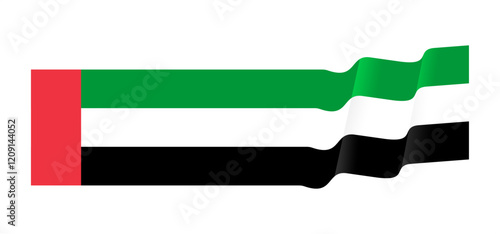 UAE flag waving style. United Arab Emirates national flag. Banner and border design element. 