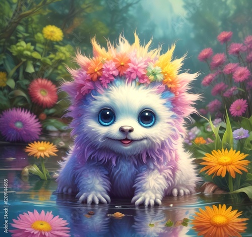 Illustration of fluffy and cute small monster.