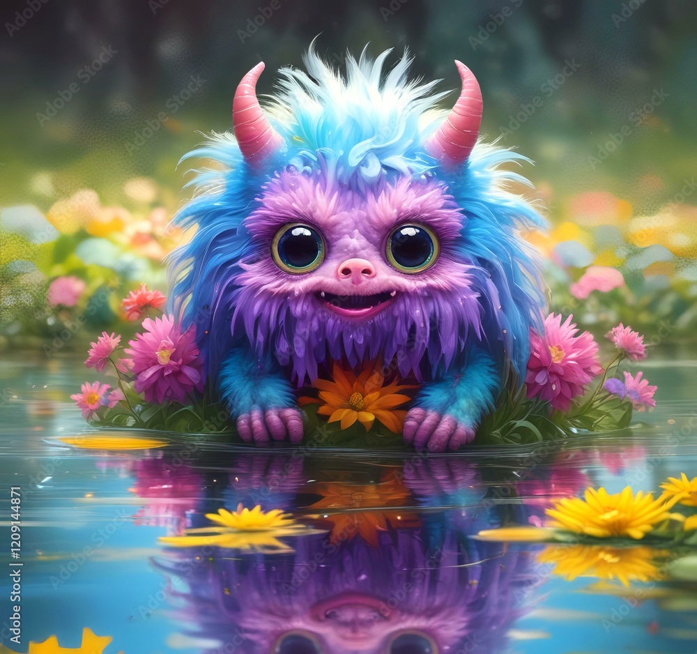 Illustration of fluffy and cute small monster. Illustration of fluffy and cute small monster.