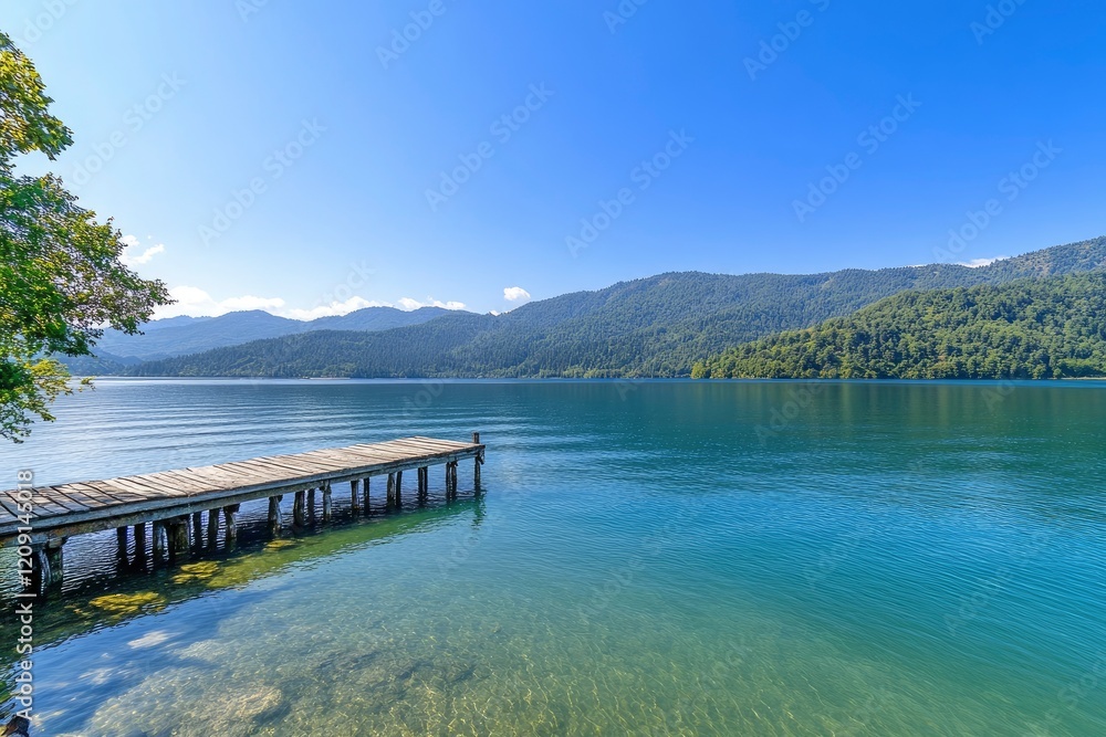 Lake Ritsa panoramic summer view. Beautiful summer nature landscape . Lake Ritsa panoramic summer view. Beautiful summer nature landscape .