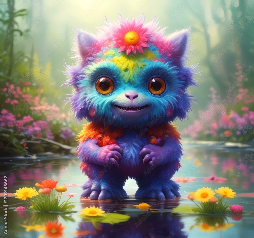 Illustration of fluffy and cute small monster. Illustration of fluffy and cute small monster.