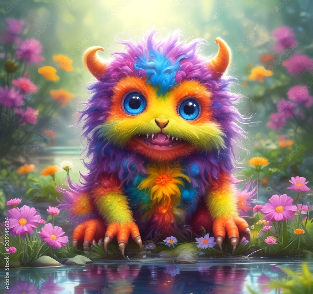 Illustration of fluffy and cute small monster. Illustration of fluffy and cute small monster.