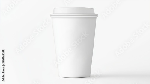 Wallpaper Mural A plain white coffee cup stands upright against a minimalist background, emphasizing its simple design and potential for branding. Torontodigital.ca