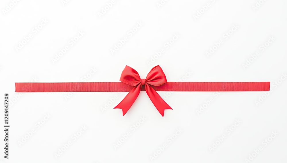 Elegant red ribbon with a bow on a white background, perfect for gift wrapping and celebrations Elegant red ribbon with a bow on a white background, perfect for gift wrapping and celebrations