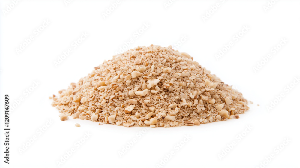 Crushed Hazelnuts: A close-up image of finely crushed hazelnuts, capturing the intricate details of their texture and color. The pile of hazelnuts evoke a sense of warmth and natural goodness. Crushed Hazelnuts: A close-up image of finely crushed hazelnuts, capturing the intricate details of their texture and color. The pile of hazelnuts evoke a sense of warmth and natural goodness.