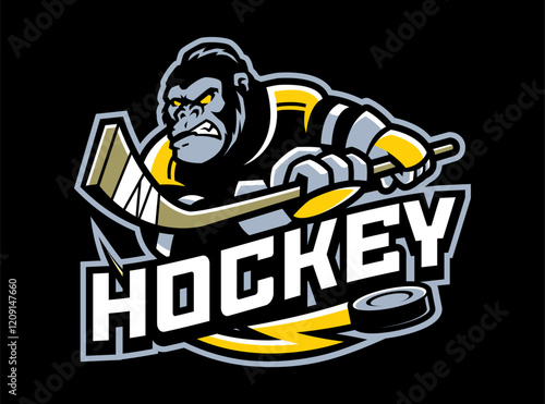 GORILLA APE HOCKEY SPORT MASCOT LOGO photo