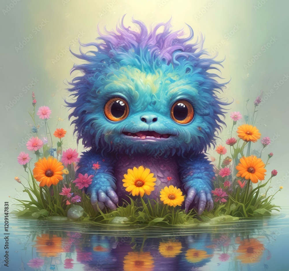 Illustration of fluffy and cute small monster. Illustration of fluffy and cute small monster.