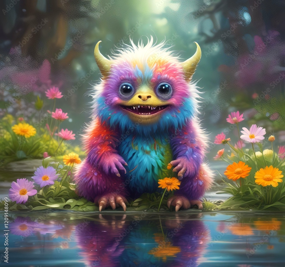 Illustration of fluffy and cute small monster. Illustration of fluffy and cute small monster.