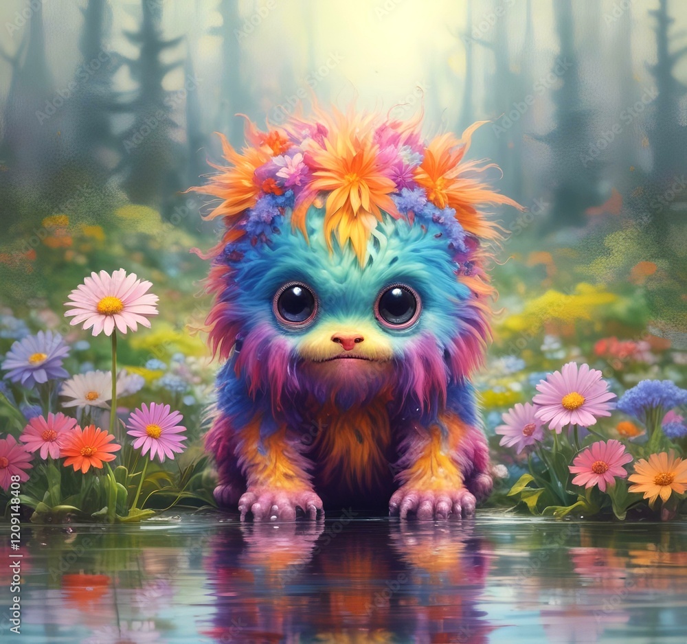 Illustration of fluffy and cute small monster. Illustration of fluffy and cute small monster.