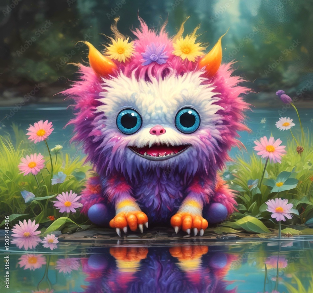 Illustration of fluffy and cute small monster. Illustration of fluffy and cute small monster.