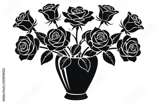 A silhouette flower vase stock with white back ground