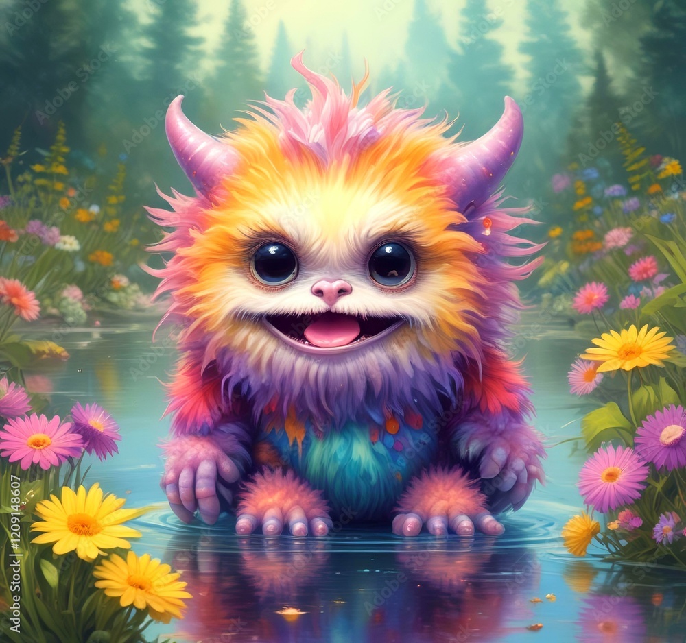 Illustration of fluffy and cute small monster. Illustration of fluffy and cute small monster.