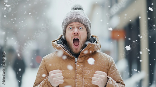 Shocked Man in Snowstorm: A...