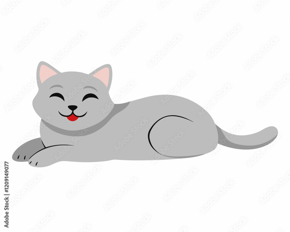 Obraz premium Cute Grey Cat Illustration