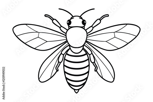 Carpenter Bee line art vector illustration.eps