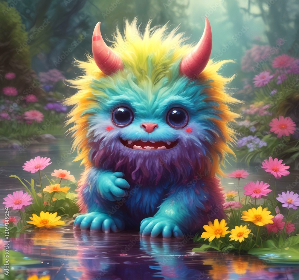 Illustration of fluffy and cute small monster. Illustration of fluffy and cute small monster.