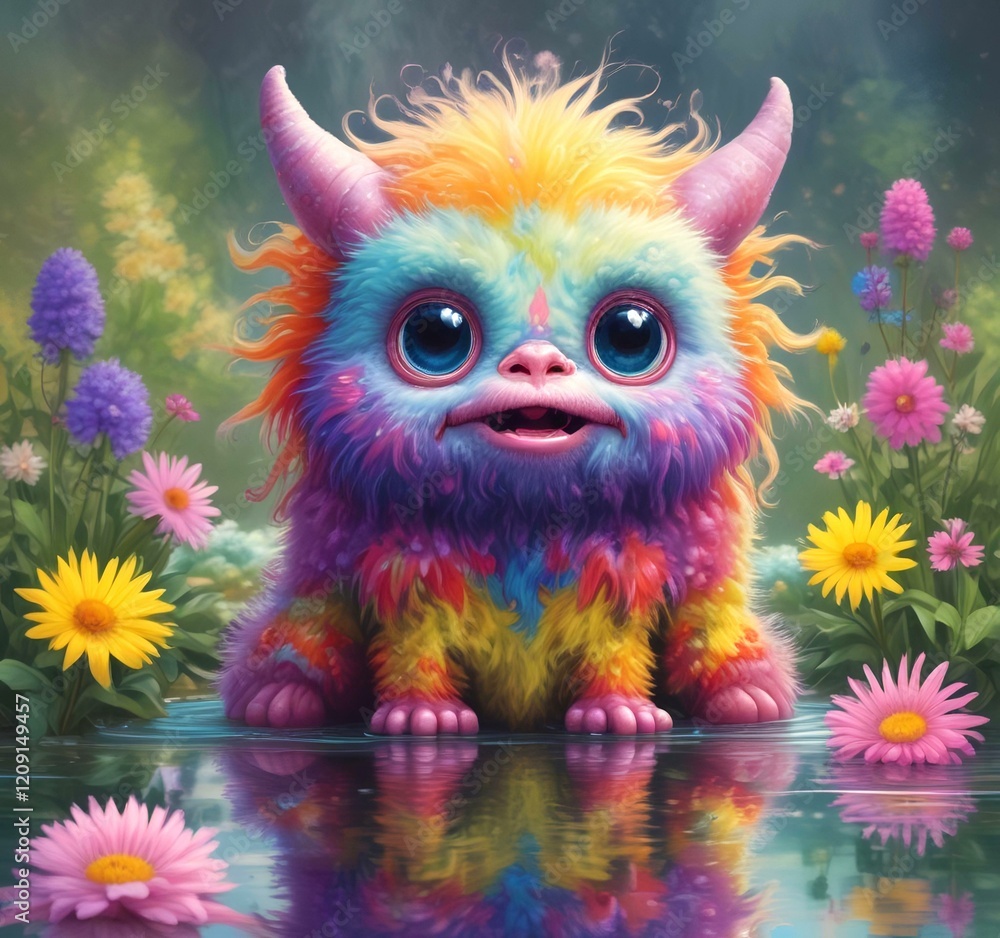 Illustration of fluffy and cute small monster. Illustration of fluffy and cute small monster.