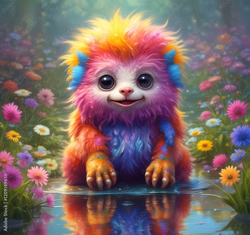 Illustration of fluffy and cute small monster. Illustration of fluffy and cute small monster.