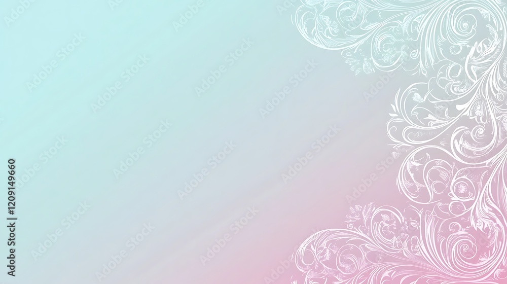 Pastel Background with White Floral Design Elements Pastel Background with White Floral Design Elements