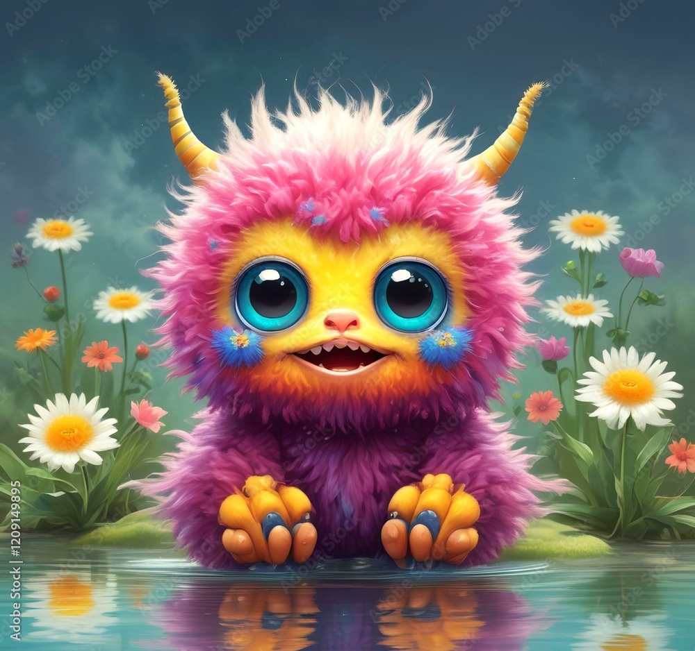 Illustration of fluffy and cute small monster. Illustration of fluffy and cute small monster.