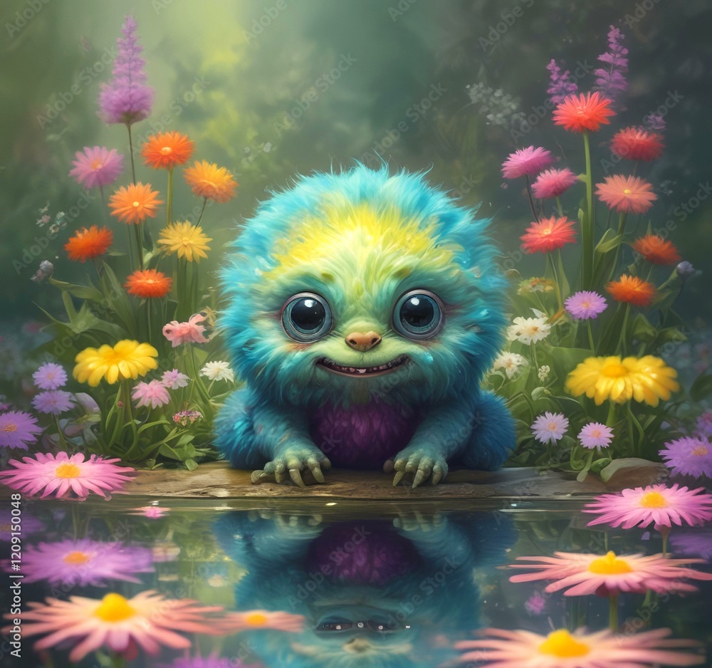 Illustration of fluffy and cute small monster. Illustration of fluffy and cute small monster.