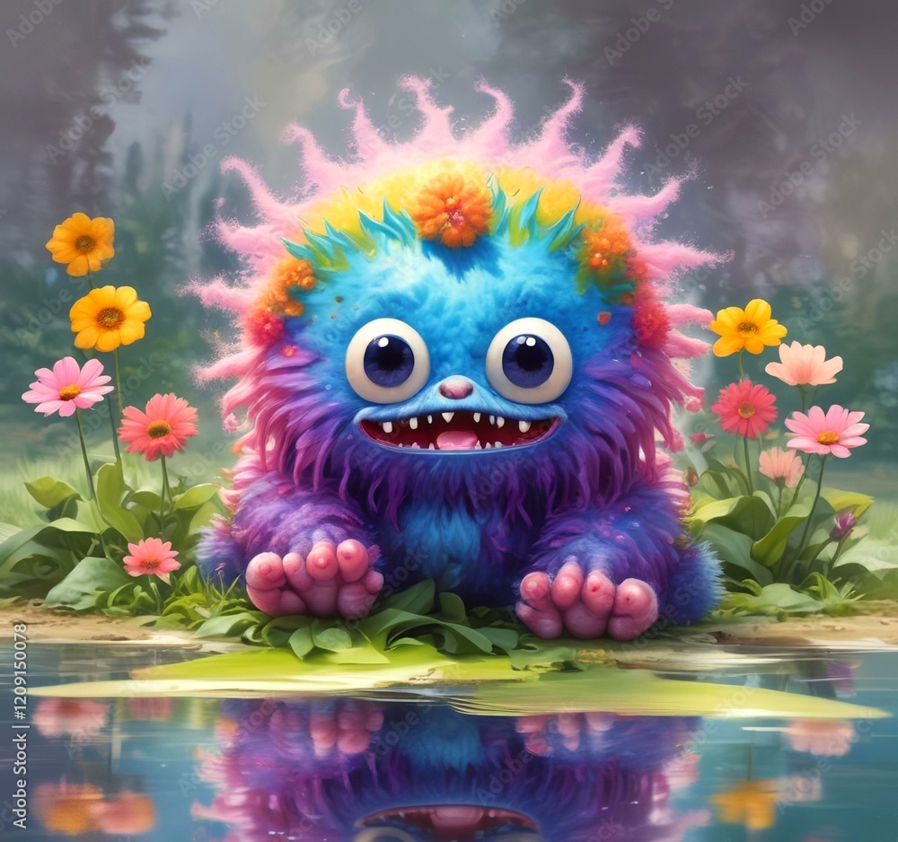 Illustration of fluffy and cute small monster. Illustration of fluffy and cute small monster.