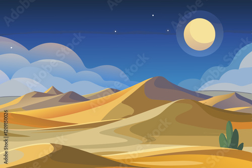 Desert Landscape under Starry Sky