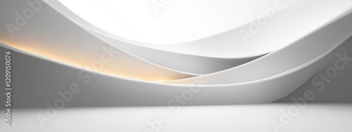 Minimalist Abstract Design Smooth White Curves Ambient Light Modernism
