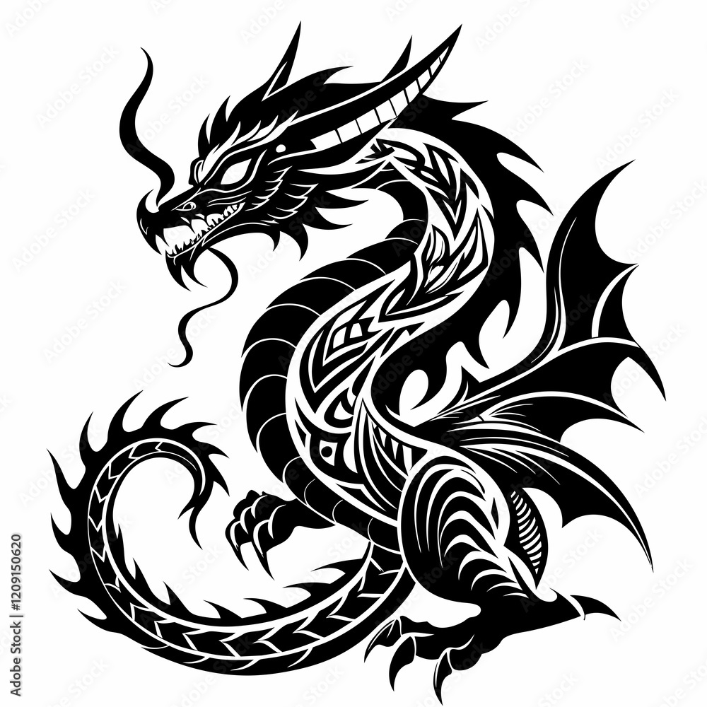 Detailed Dragon Silhouette Artwork Detailed Dragon Silhouette Artwork