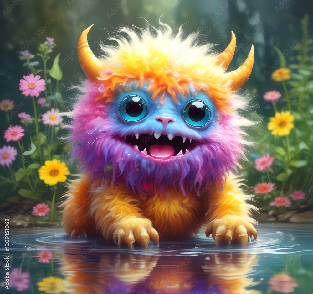 Illustration of fluffy and cute small monster. Illustration of fluffy and cute small monster.