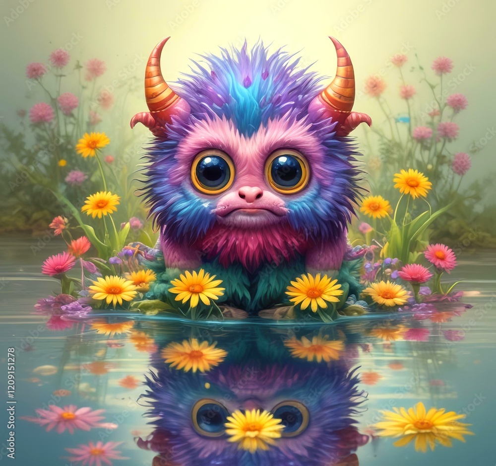 Illustration of fluffy and cute small monster. Illustration of fluffy and cute small monster.