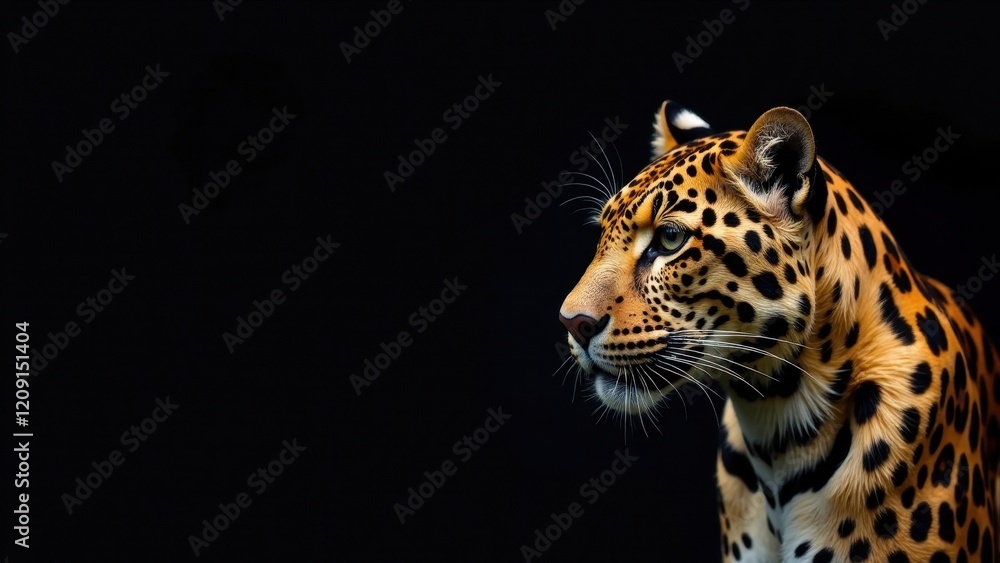 Majestic Leopard Profile Against a Dark Background A Striking Image of Wild Beauty and Grace Majestic Leopard Profile Against a Dark Background A Striking Image of Wild Beauty and Grace