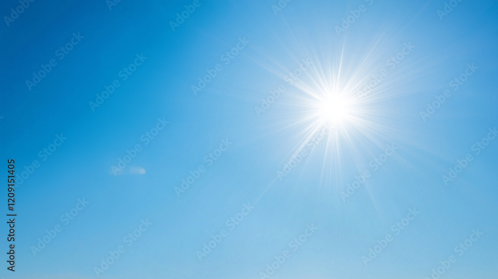Sunburst in Azure Sky: A brilliant, star-shaped sun radiates its golden light against a vast expanse of cerulean sky, evoking feelings of warmth, energy, and limitless possibilities. Sunburst in Azure Sky: A brilliant, star-shaped sun radiates its golden light against a vast expanse of cerulean sky, evoking feelings of warmth, energy, and limitless possibilities.