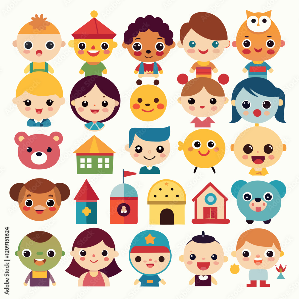 Playful and fun vector set of cartoon kids in creative and vibrant illustrations.
Playful and fun vector set of cartoon kids in creative and vibrant illustrations.