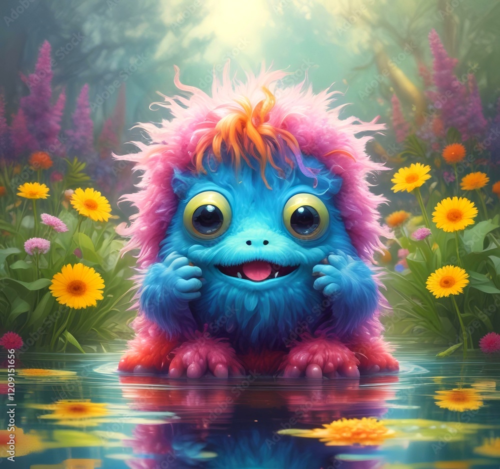 Illustration of fluffy and cute small monster. Illustration of fluffy and cute small monster.