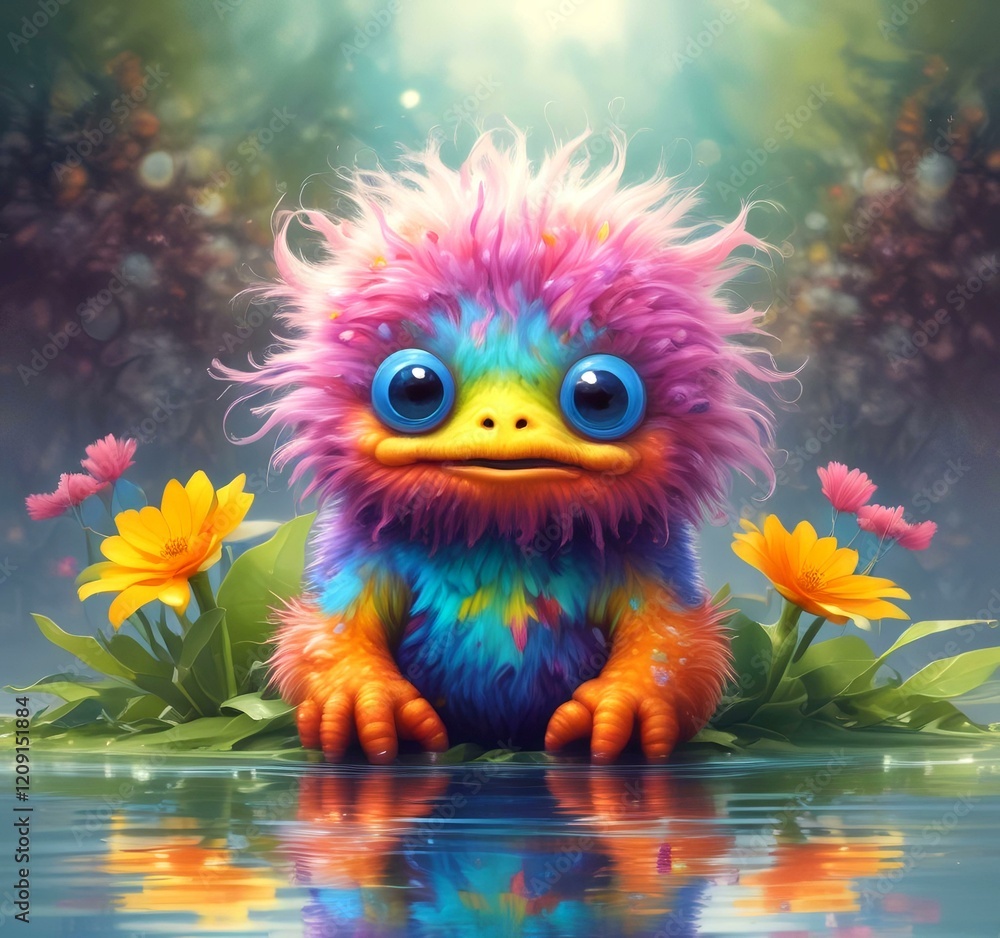 Illustration of fluffy and cute small monster. Illustration of fluffy and cute small monster.