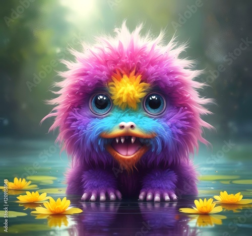 Illustration of fluffy and cute small monster.