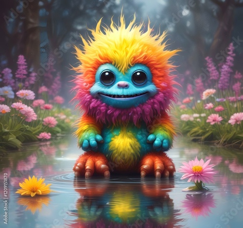 Illustration of fluffy and cute small monster.