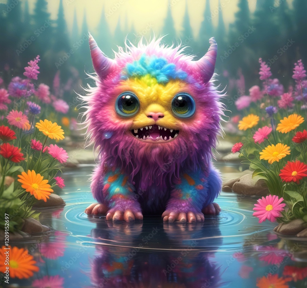 Illustration of fluffy and cute small monster. Illustration of fluffy and cute small monster.