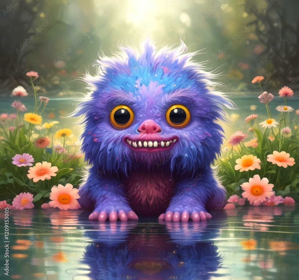 Illustration of fluffy and cute small monster. Illustration of fluffy and cute small monster.