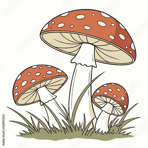 create an image of mushrooms in the grass on a white background vector design