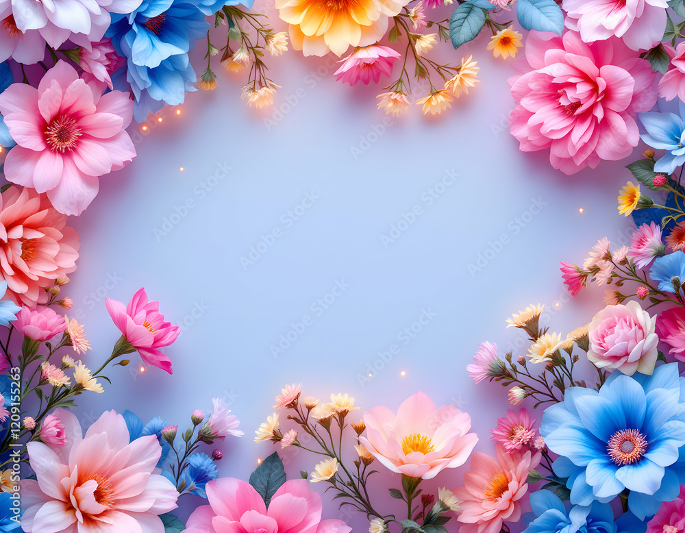 Vibrant Floral Frame: A Symphony of Pastel Hues Vibrant Floral Frame: A Symphony of Pastel Hues