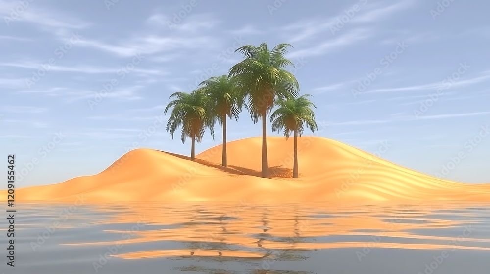 Idyllic Tropical Island Scene With Palm Trees Idyllic Tropical Island Scene With Palm Trees