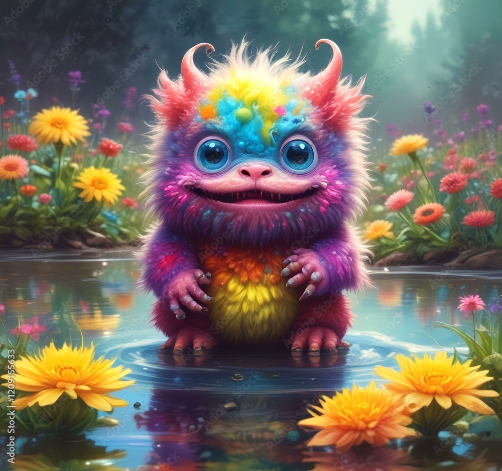 Illustration of fluffy and cute small monster. Illustration of fluffy and cute small monster.