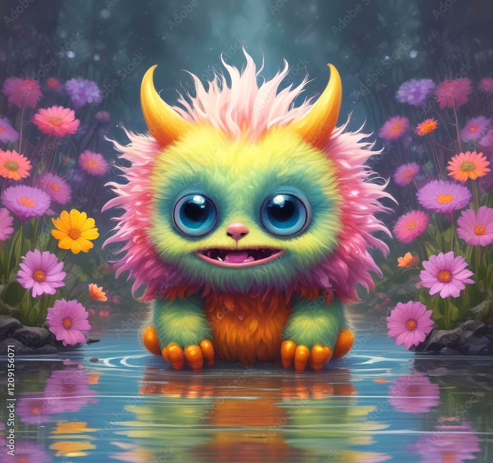 Illustration of fluffy and cute small monster. Illustration of fluffy and cute small monster.