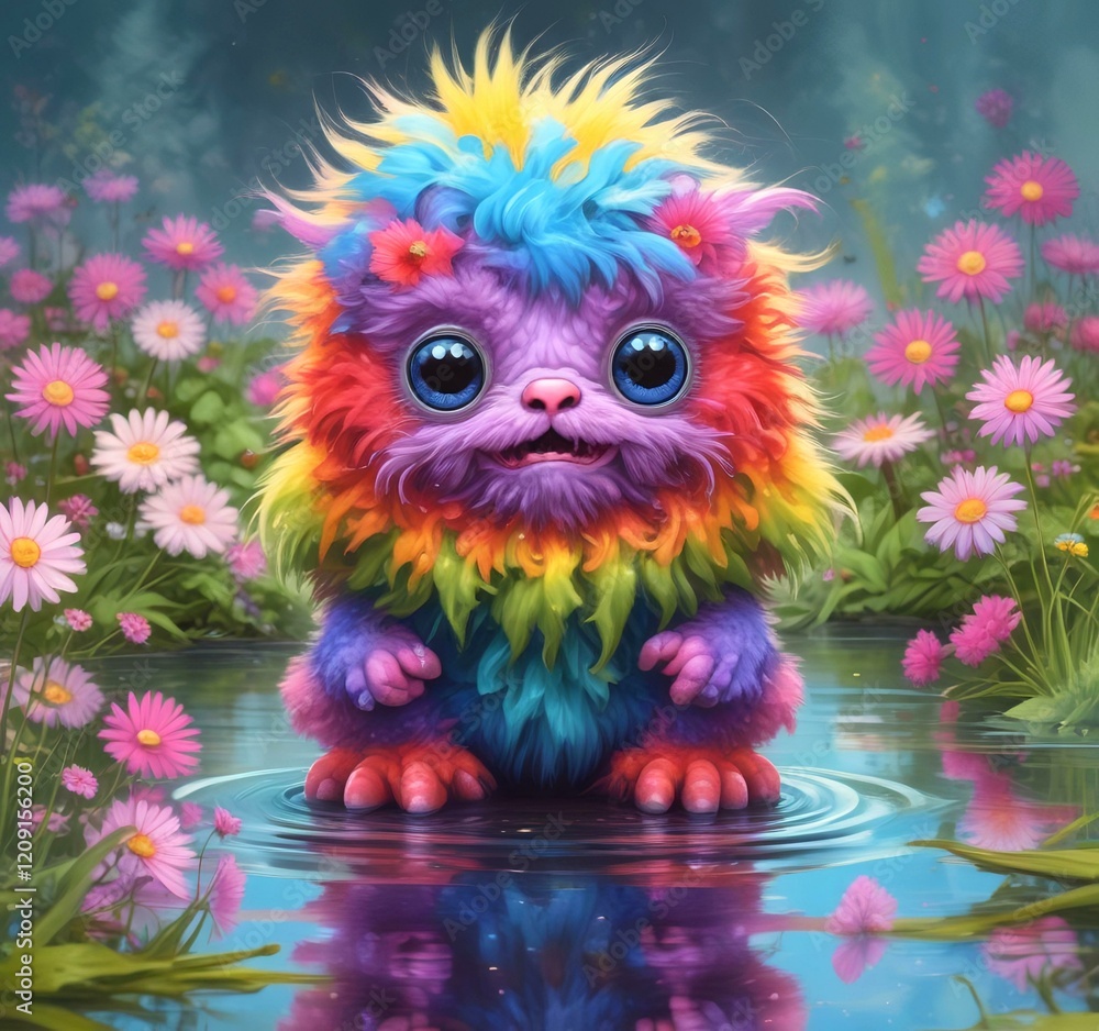 Illustration of fluffy and cute small monster. Illustration of fluffy and cute small monster.