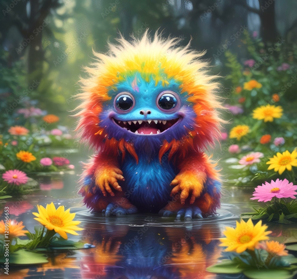 Illustration of fluffy and cute small monster. Illustration of fluffy and cute small monster.