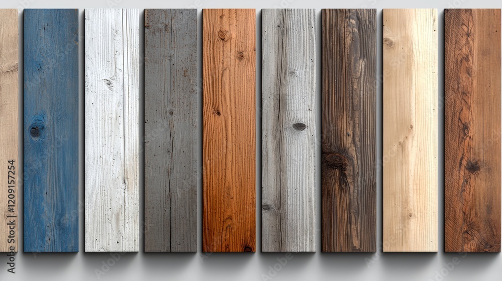 A collection of wooden planks in various colors and textures. A collection of wooden planks in various colors and textures.
