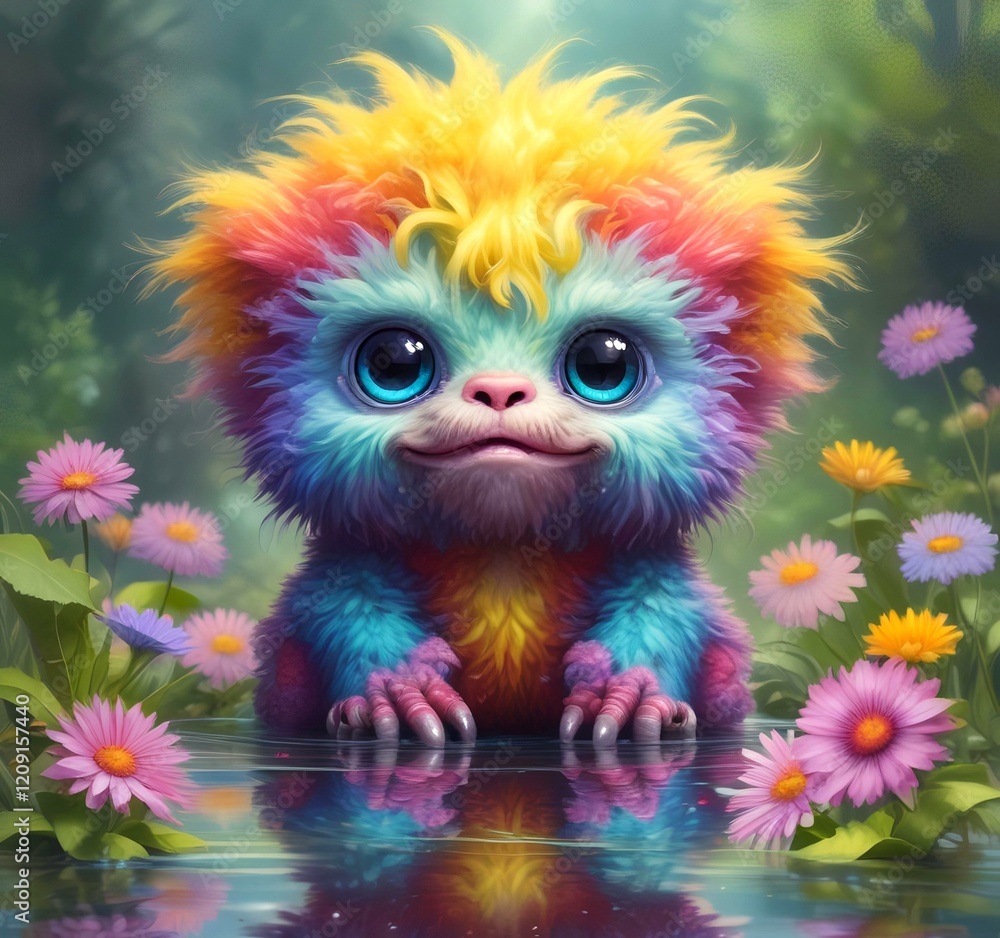 Illustration of fluffy and cute small monster. Illustration of fluffy and cute small monster.